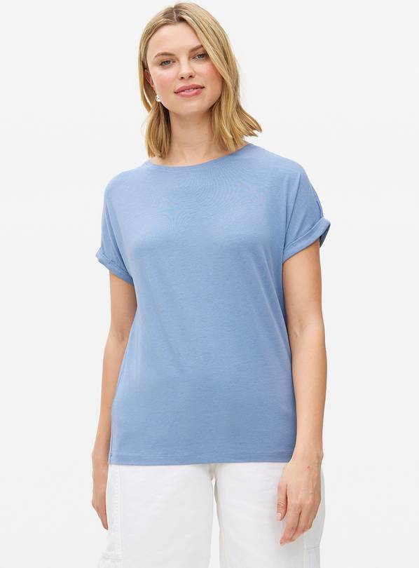 Blue Roll Sleeve Relaxed T-Shirt XL